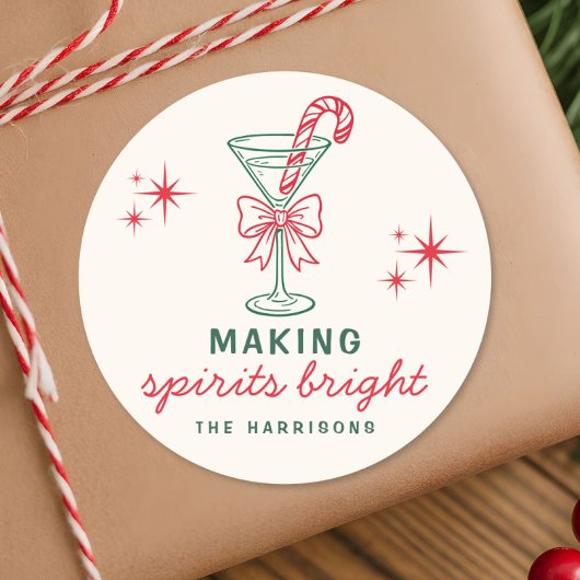 Weihnachts-Cocktail 'Making Spirits Bright' Runder Aufkleber