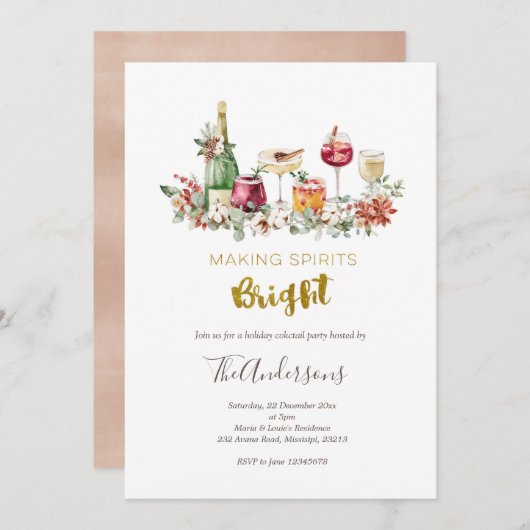 Weihnachts-Cocktail-Party Einladung (Vorne/Hinten)
