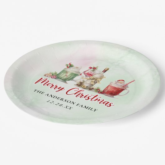 Weihnachts-Cocktail-Party Pappteller (Schrägansicht)