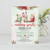 Weihnachts Cocktail Party Spirituosen machen Glanz Einladung (Stehend Vorderseite)
