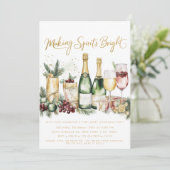 Weihnachts Cocktail Party Spirituosen machen Glanz Einladung (Stehend Vorderseite)