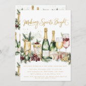 Weihnachts Cocktail Party Spirituosen machen Glanz Einladung (Vorne/Hinten)