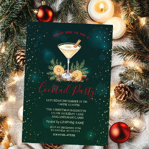 Weihnachts-Cocktail-Sterne Grüne Weihnacht Einladung