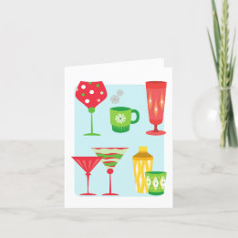 Weihnachts-Cocktailgläser Mid Century Modern Feiertagskarte