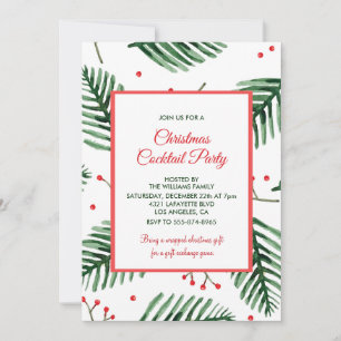 Weihnachts-Cocktailparty Elegantes Immergrün Einladung