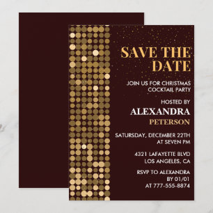 Weihnachts-Cocktailparty Save the Date Gold Einladung