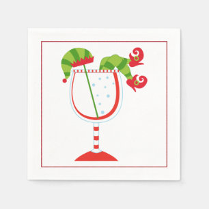 Weihnachts-Cocktailserviette mit Martini-Olive Serviette