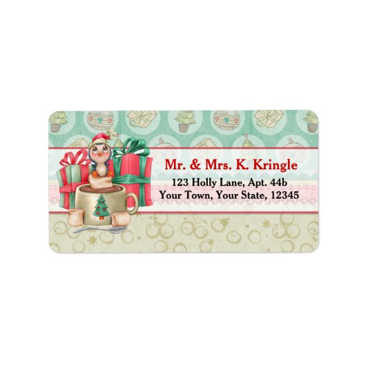 Weihnachts-Cocoa-Penguin-Adressenaufkleber Adressaufkleber (Vorne)