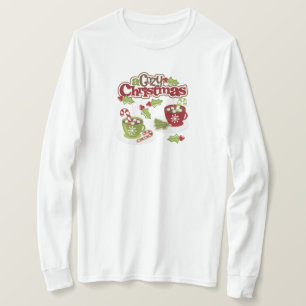 Weihnachts-Cocoa- und Candy-Canes-Langarm-T-Shirt T-Shirt