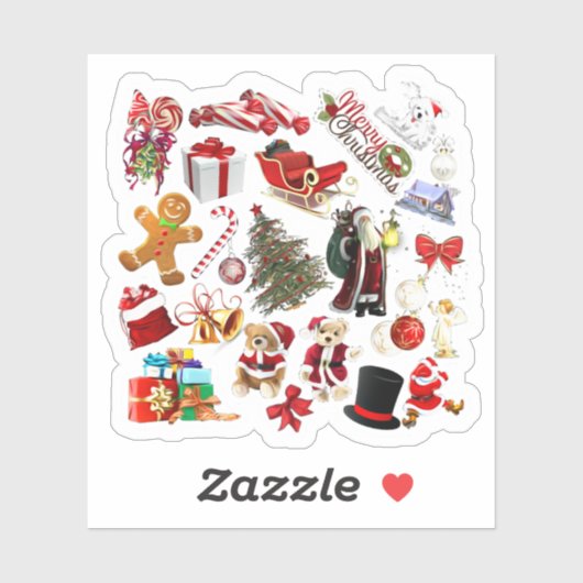 Weihnachts-Collage Feiertag-Geschenk Aufkleber (Blatt)