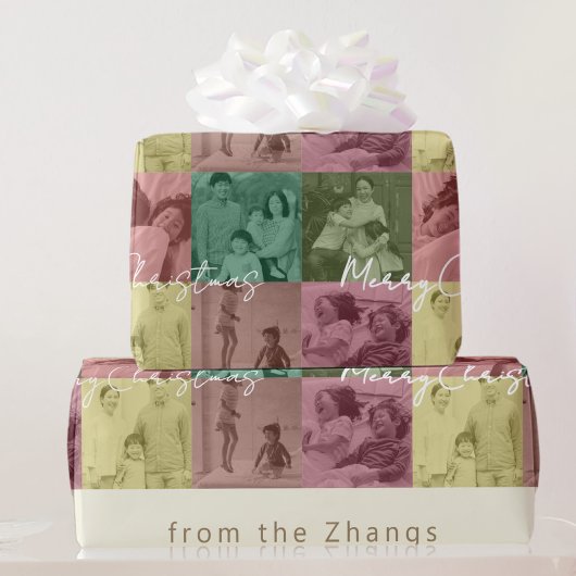 Weihnachts-Collage für Familien Geschenkpapier