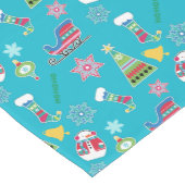 Weihnachts-Collage-Muster in Blau Mittelgroßer Tischläufer (Ecke)