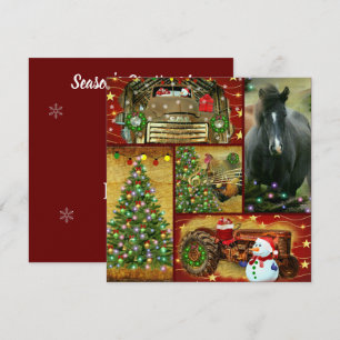 Weihnachts-Collage Pferd Vintager LKW Feiertagskarte