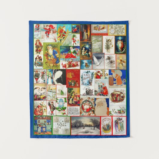 Weihnachts-Collage von Santas und Szenen Wandteppich (Vorderseite)