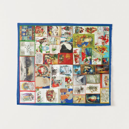 Weihnachts-Collage von Santas und Szenen Wandteppich (Vorderseite (Horizontal))