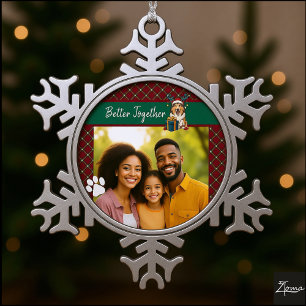 Weihnachts-Collie-Hund-Rentier-Geschenk-Grafik Schneeflocken Zinn-Ornament