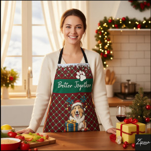 Weihnachts-Collie-Hund-Rentier-Geschenk-Grafik Schürze
