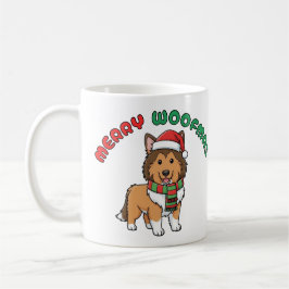 Weihnachts-Collie-Tasse: Frohe Woofmas Kaffeetasse
