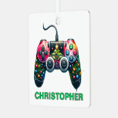 Weihnachts-Controller-Gamer-Individuelle Name Ornament Aus Metall (Vorderseite links)