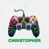 Weihnachts-Controller-Gamer-Individuelle Name Ornament Aus Metall (Rückseite)