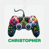 Weihnachts-Controller-Gamer-Individuelle Name Ornament Aus Metall (Vorderseite)