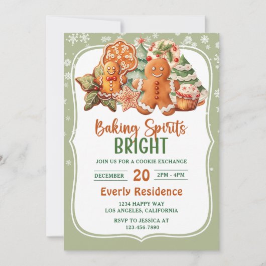 Weihnachts-Cookie-Austausch Backbrillen hell Einladung (Vorderseite)