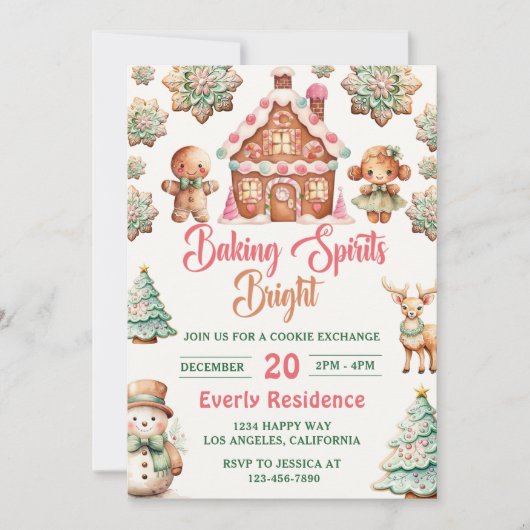 Weihnachts-Cookie-Austausch Backbrillen hell Einladung (Vorderseite)