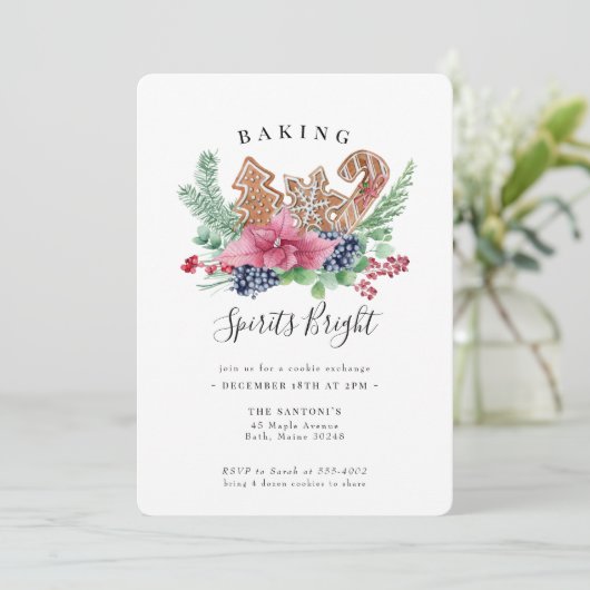 Weihnachts-Cookie-Austausch Backbrillen hell Einladung (Stehend Vorderseite)