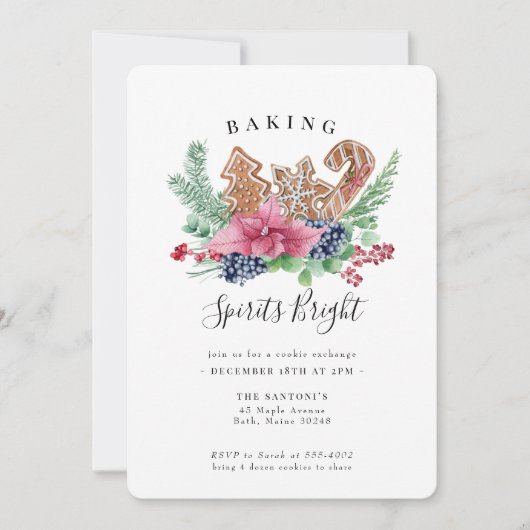 Weihnachts-Cookie-Austausch Backbrillen hell Einladung (Vorderseite)