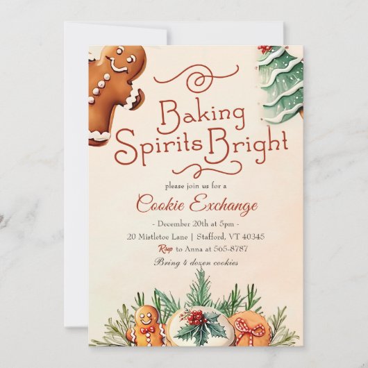 Weihnachts-Cookie-Austausch Backbrillen hell Einladung (Vorderseite)