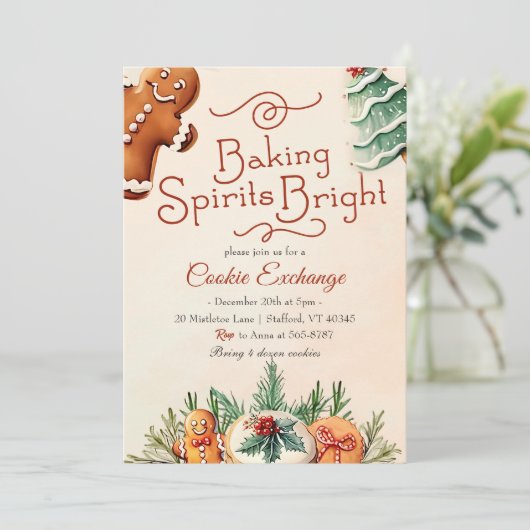 Weihnachts-Cookie-Austausch Backbrillen hell Einladung (Stehend Vorderseite)