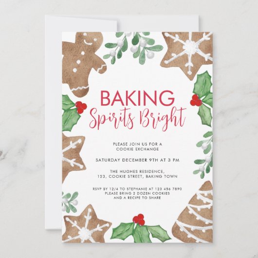 Weihnachts-Cookie-Austausch Backbrillen hell Einladung (Vorderseite)