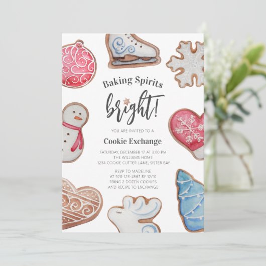 Weihnachts-Cookie-Austausch Backbrillen hell Einladung (Stehend Vorderseite)