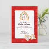 Weihnachts-Cookie-Austausch Feierlichkeiten Einlad Einladung (Stehend Vorderseite)