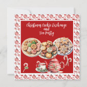 Weihnachts-Cookie-Austausch und Tee-Party Einladung (Vorderseite)