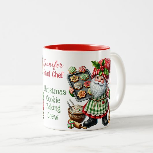 Weihnachts-Cookie Backen Crew - Gnome Koch Zweifarbige Tasse (VorderseiteRechts)