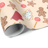 Weihnachts-Cookie Backzeit Pink Wrapping Papier Geschenkpapier (Rolleneckpunkt)