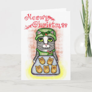 Weihnachts-Cookie-Cat-Karte Feiertagskarte