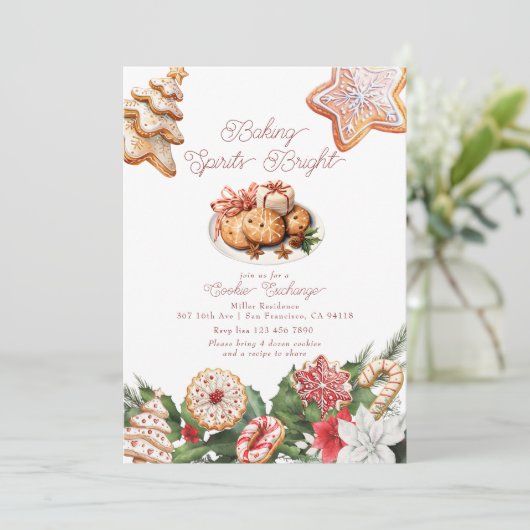 Weihnachts-Cookie-Exchange Einladung (Stehend Vorderseite)