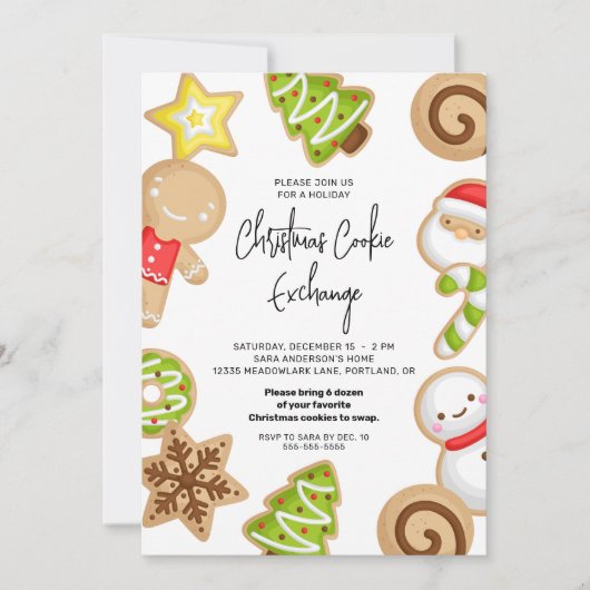 Weihnachts-Cookie-Exchange-Feier Einladung (Vorderseite)