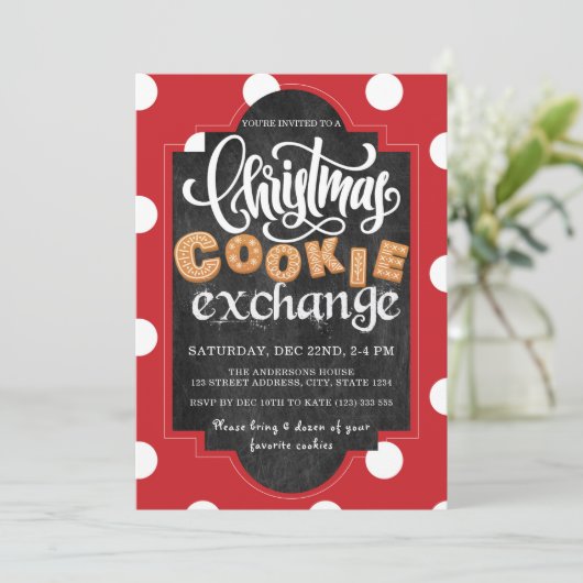 Weihnachts-Cookie-Exchange-Party Einladung (Stehend Vorderseite)