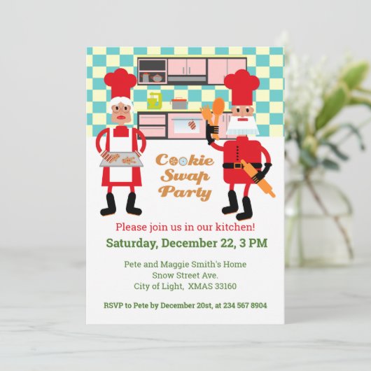 Weihnachts-Cookie-Exchange-Party Einladung (Stehend Vorderseite)