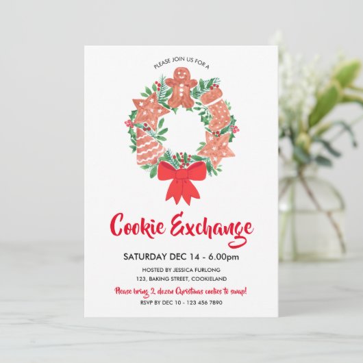 Weihnachts-Cookie-Exchange-Party Einladung (Stehend Vorderseite)