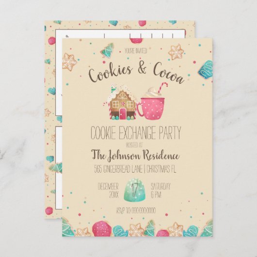 Weihnachts-Cookie-Exchange-Party Einladung Postkarte (Vorne/Hinten)