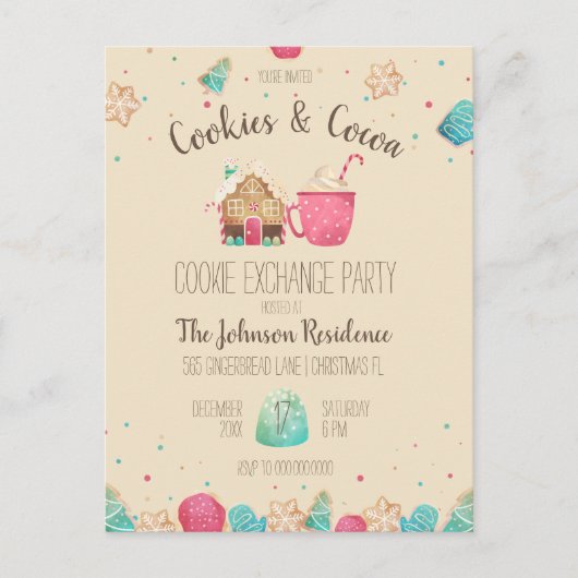 Weihnachts-Cookie-Exchange-Party Einladung Postkarte (Vorderseite)