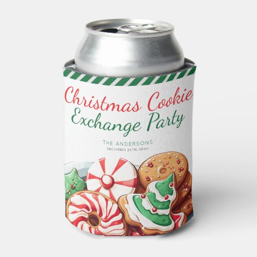 Weihnachts-Cookie-Exchange-Party feierlich grün Dosenkühler (Kanne Vorderseite)