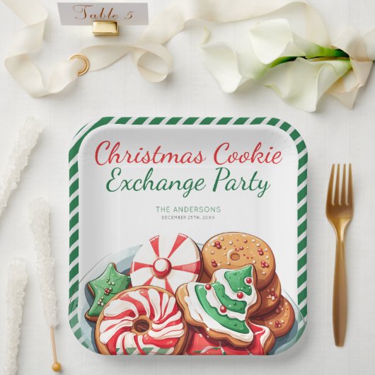 Weihnachts-Cookie-Exchange-Party feierlich grün Pappteller (Hochzeit)