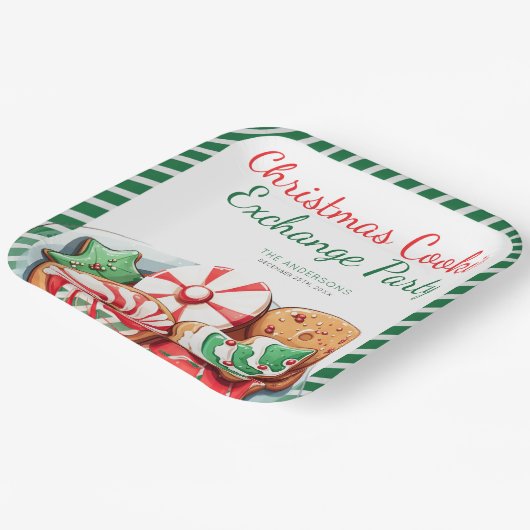 Weihnachts-Cookie-Exchange-Party feierlich grün Pappteller (Gewinkelt)