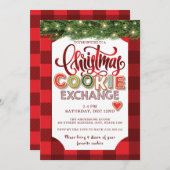 Weihnachts-Cookie Exchange-Party Kariert Einladung (Vorne/Hinten)