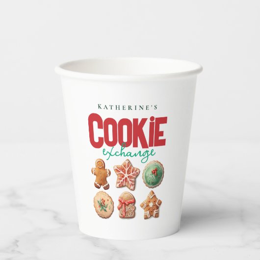 Weihnachts-Cookie-Exchange-Party Pappbecher (Vorderseite)